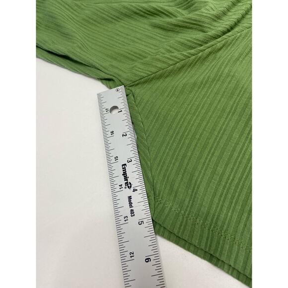 ASOS DESIGN Blouse Shirt Ribbed V-Neck Top Olive‎ Green Women's Plus Size 24 - Picture 9 of 10